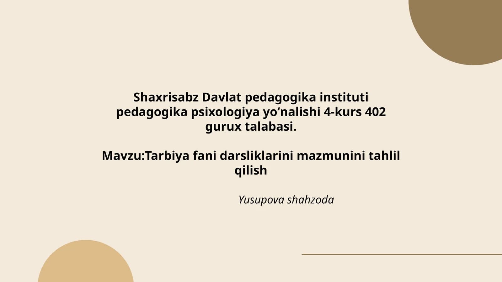 Tarbiya fani darsliklarini mazmunini tahlil qilish