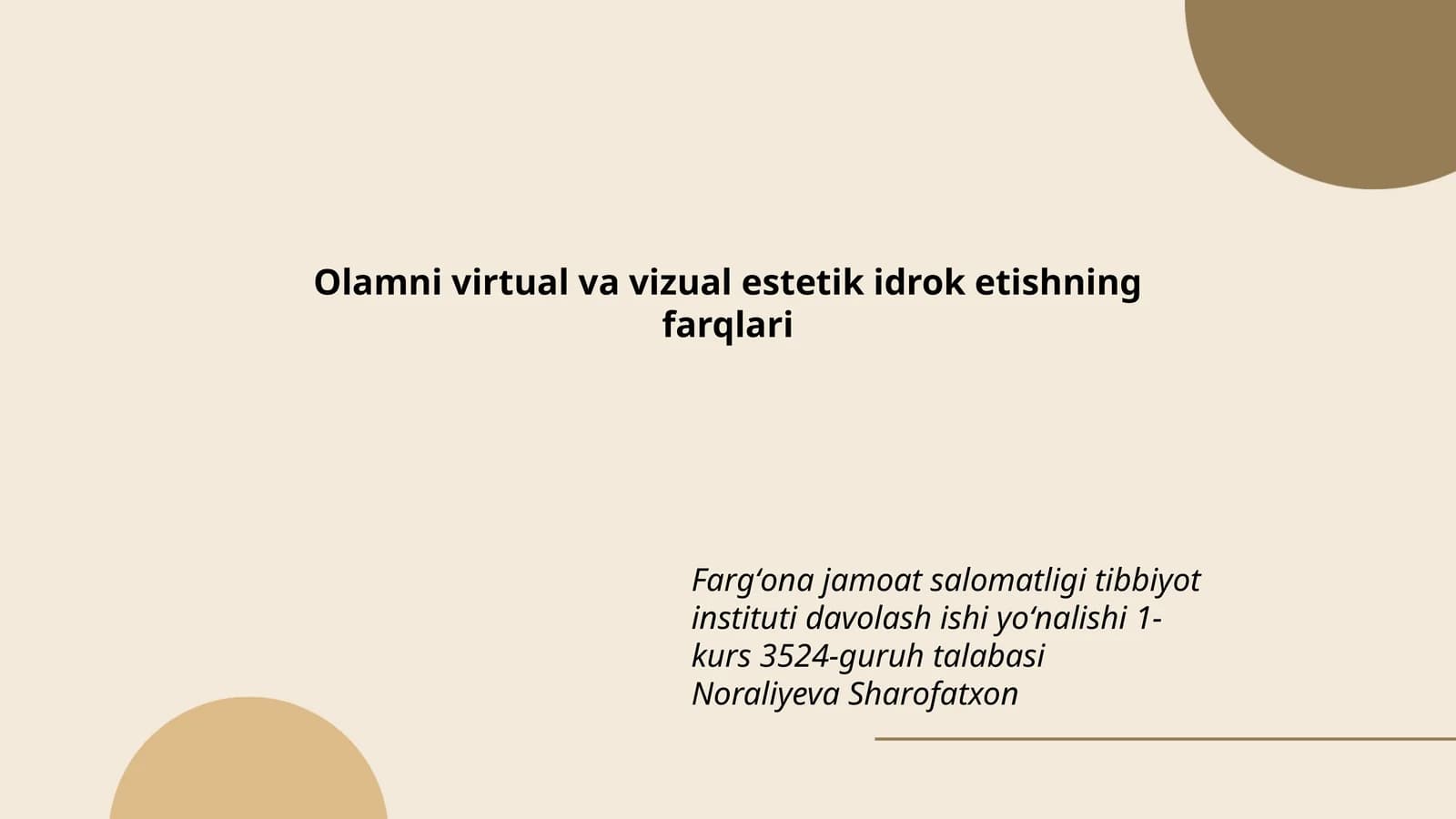 Olamni virtual va vizual estetik idrok etishning farqlari