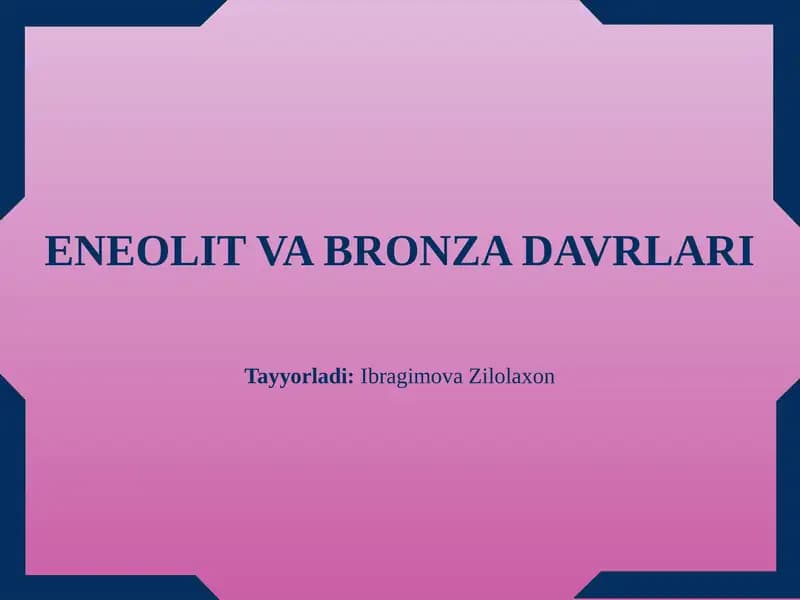 ENEOLIT VA BRONZA DAVRLARI