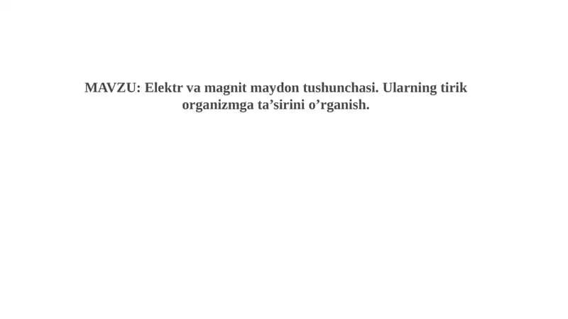 Elektr va magnit maydon tushunchasi