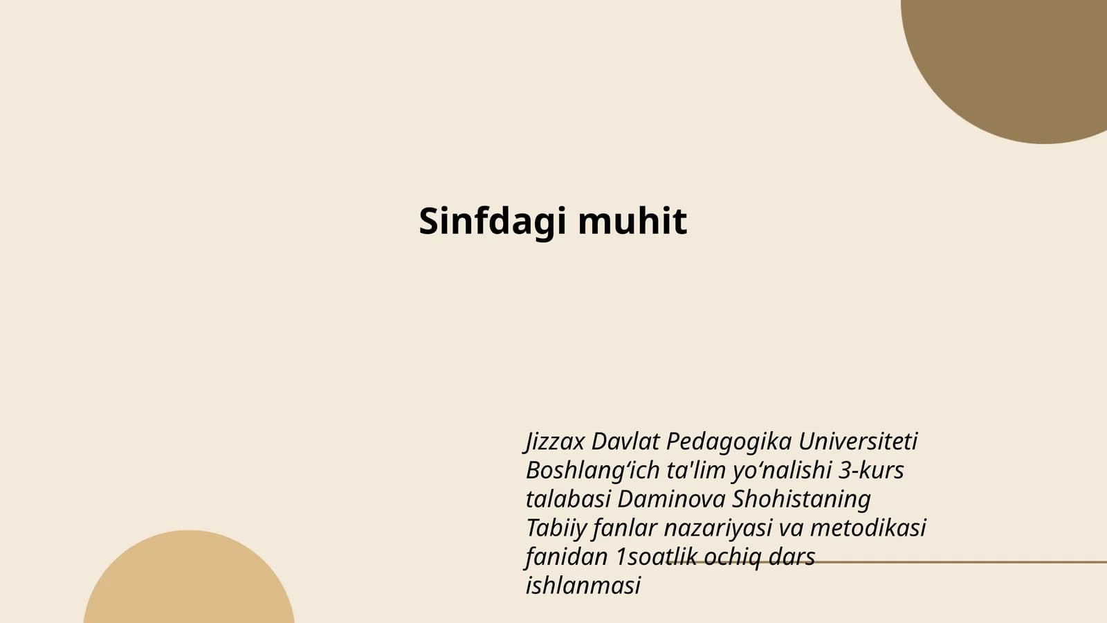 Tabiiy fanlar nazariyasi va metodikasi ochiq dars ishlanmasi