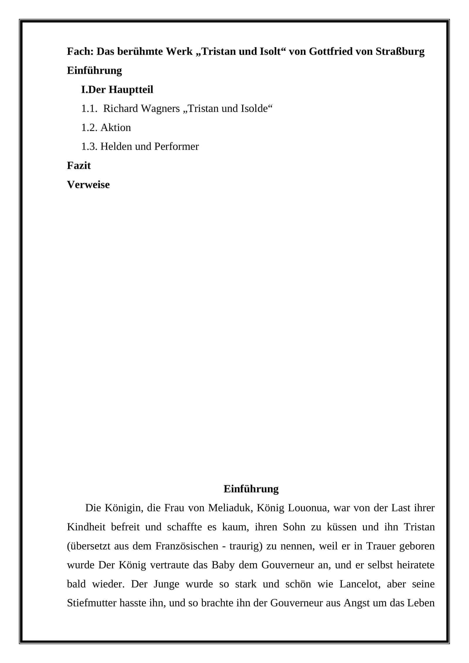 Das berühmte Werk „Tristan und Isolt“ von Gottfried von Straßburg
