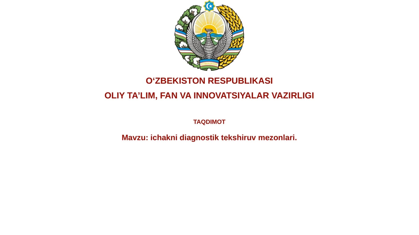 Diagnostika usullari (Laboratoriya va Instrumental tekshiruvlar)
