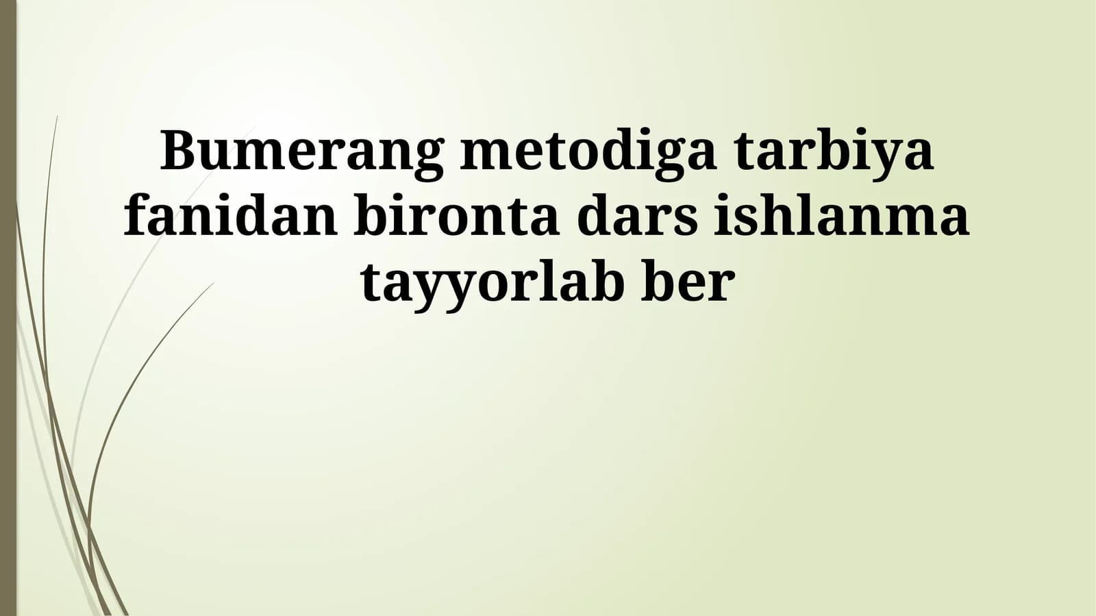 Bumerang metodiga tarbiya fanidan bironta dars ishlanma