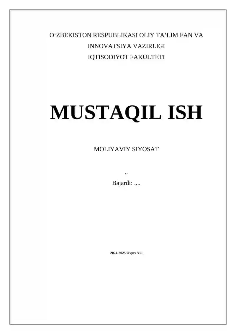 Moliyaviy siyosat