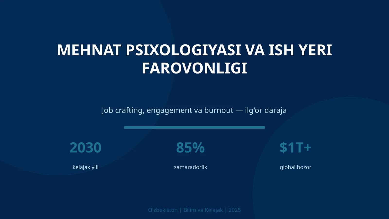 MEHNAT PSIXOLOGIYASI VA ISH YERI FAROVONLIGI
