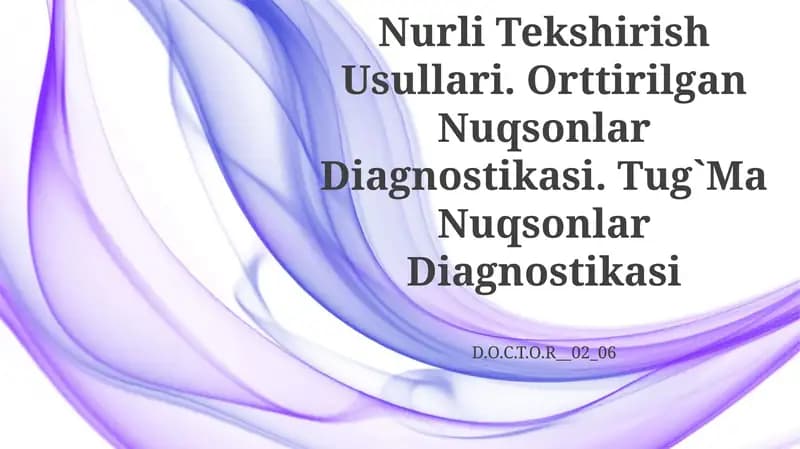 Yurak Va Qon-Tomir Sistemasi Kasalliklari Nurli Tekshirish Usullari