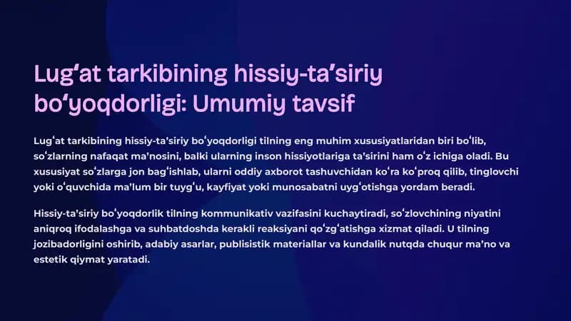 Lugʻat tarkibining hissiy-taʼsiriy boʻyoqdorligi