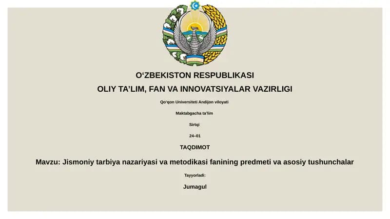 Jismoniy tarbiya nazariyasi va metodikasi