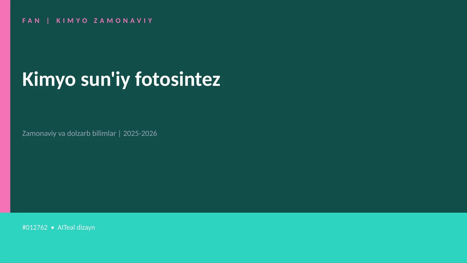 Kimyo sun'iy fotosintez