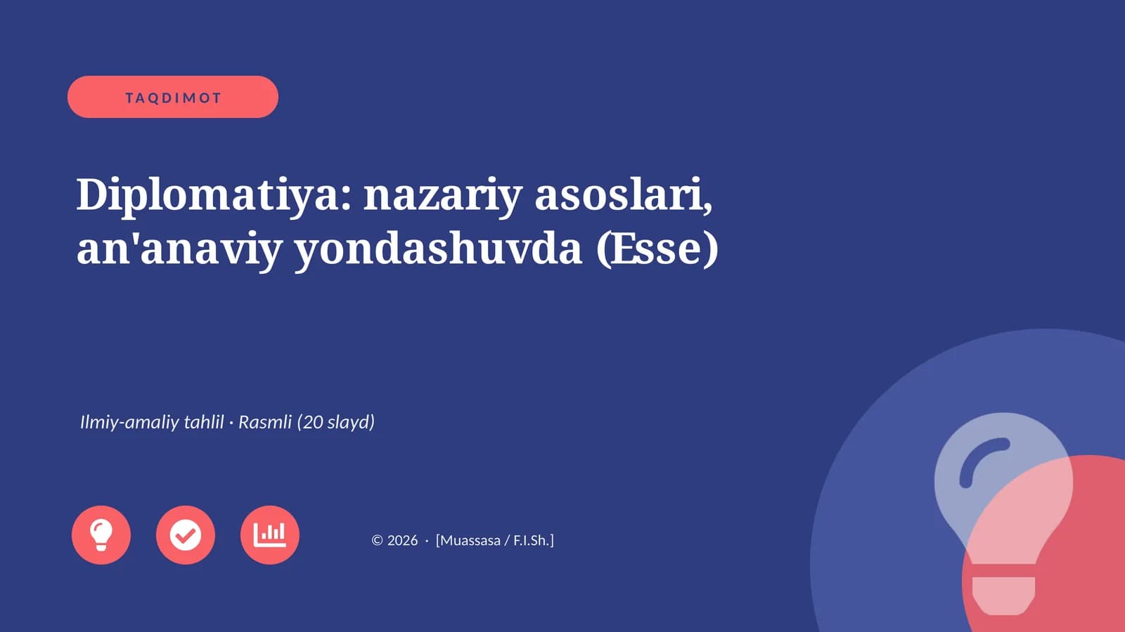 Diplomatiya: nazariy asoslari, an'anaviy yondashuvda (Esse)