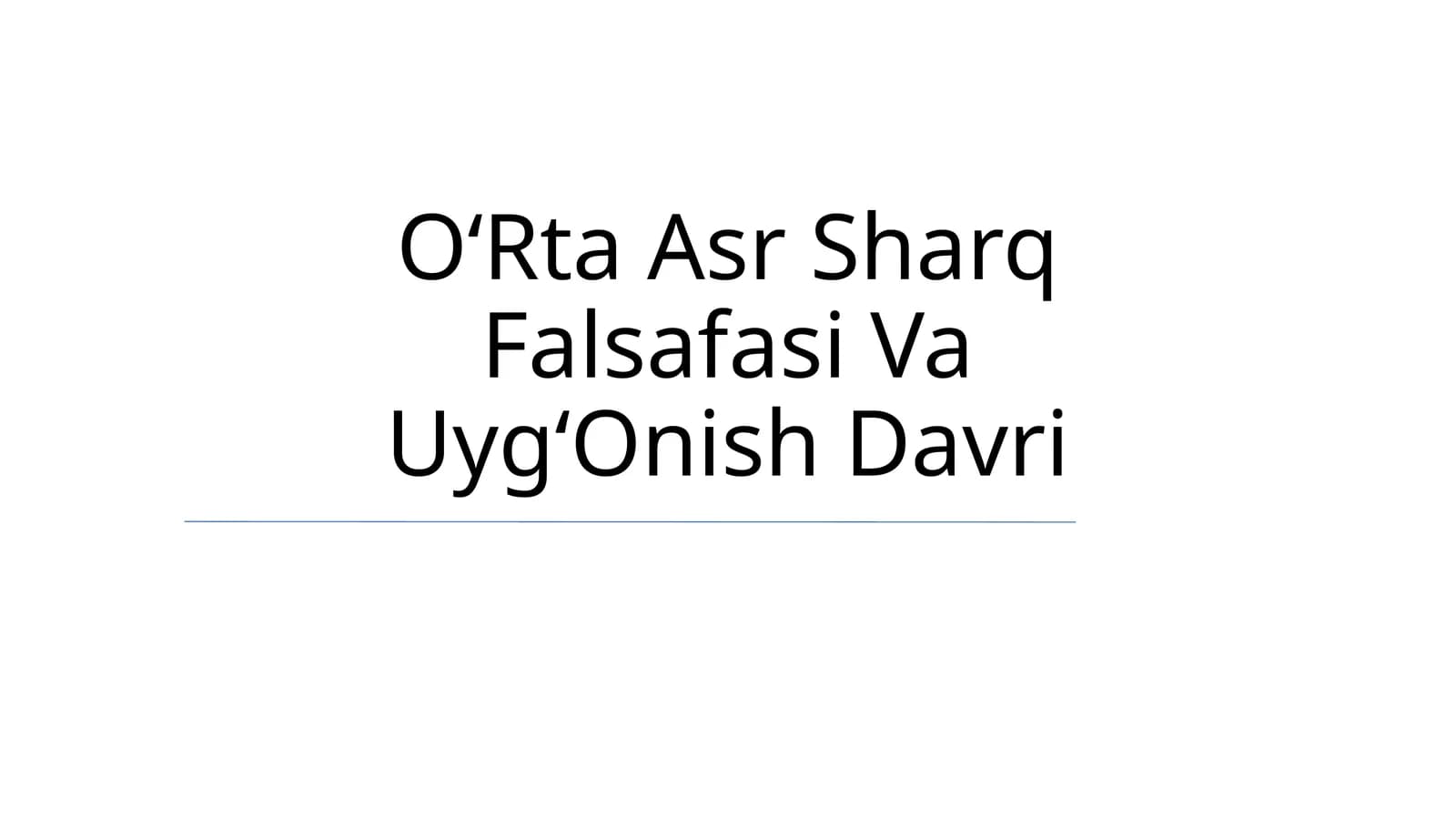 OʻRta Asr Sharq Falsafasi Va UygʻOnish Davri
