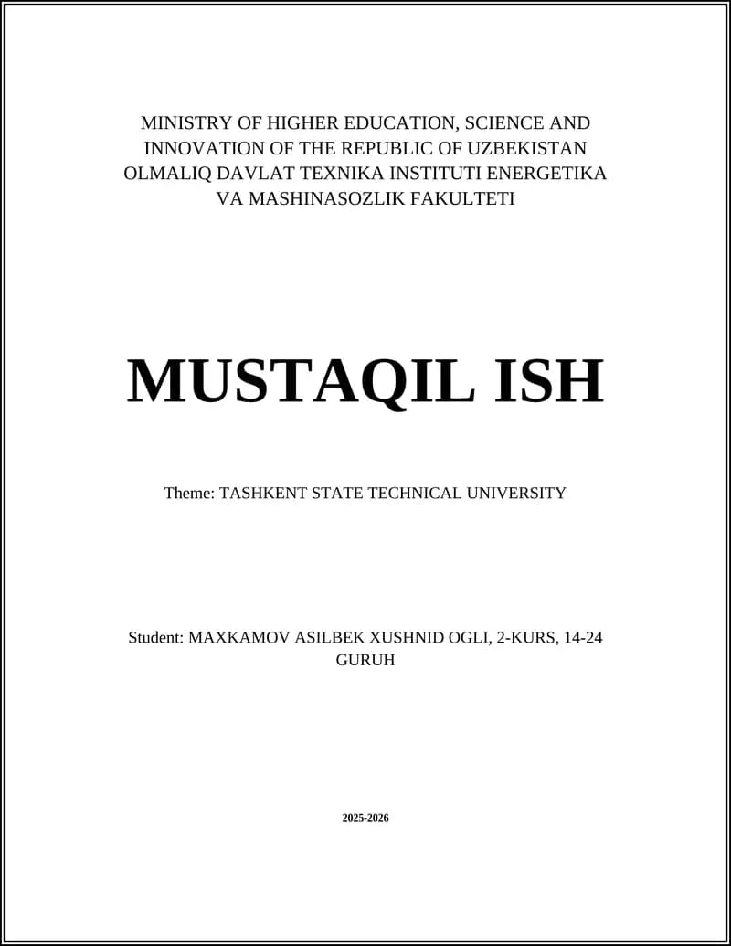 Tashkent State Technical University History