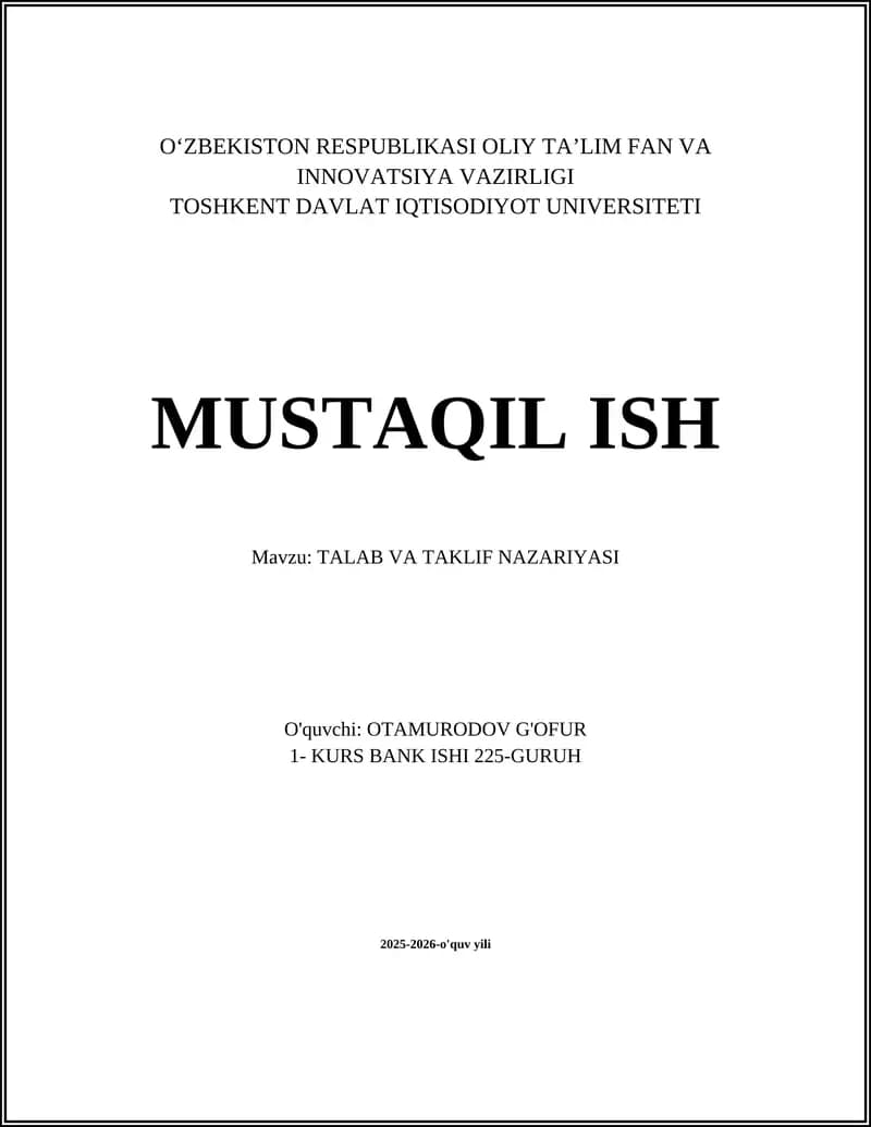 TALAB VA TAKLIF NAZARIYASI