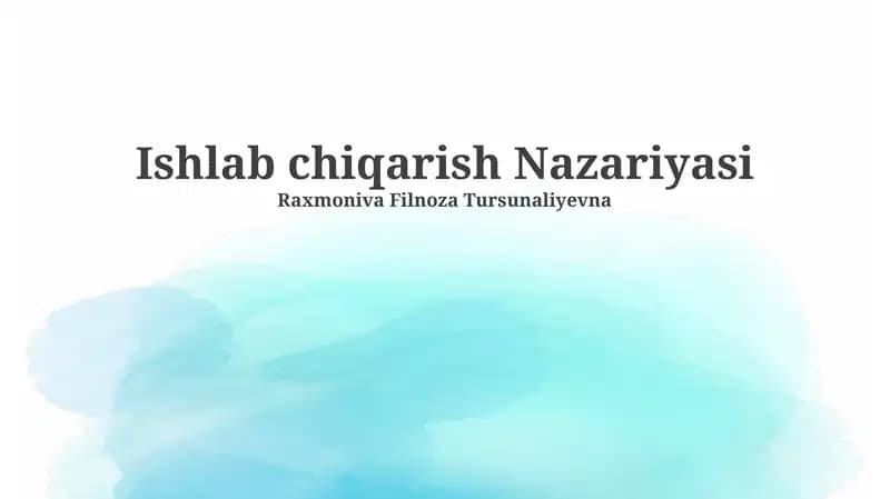 Ishlab chiqarish Nazariyasi