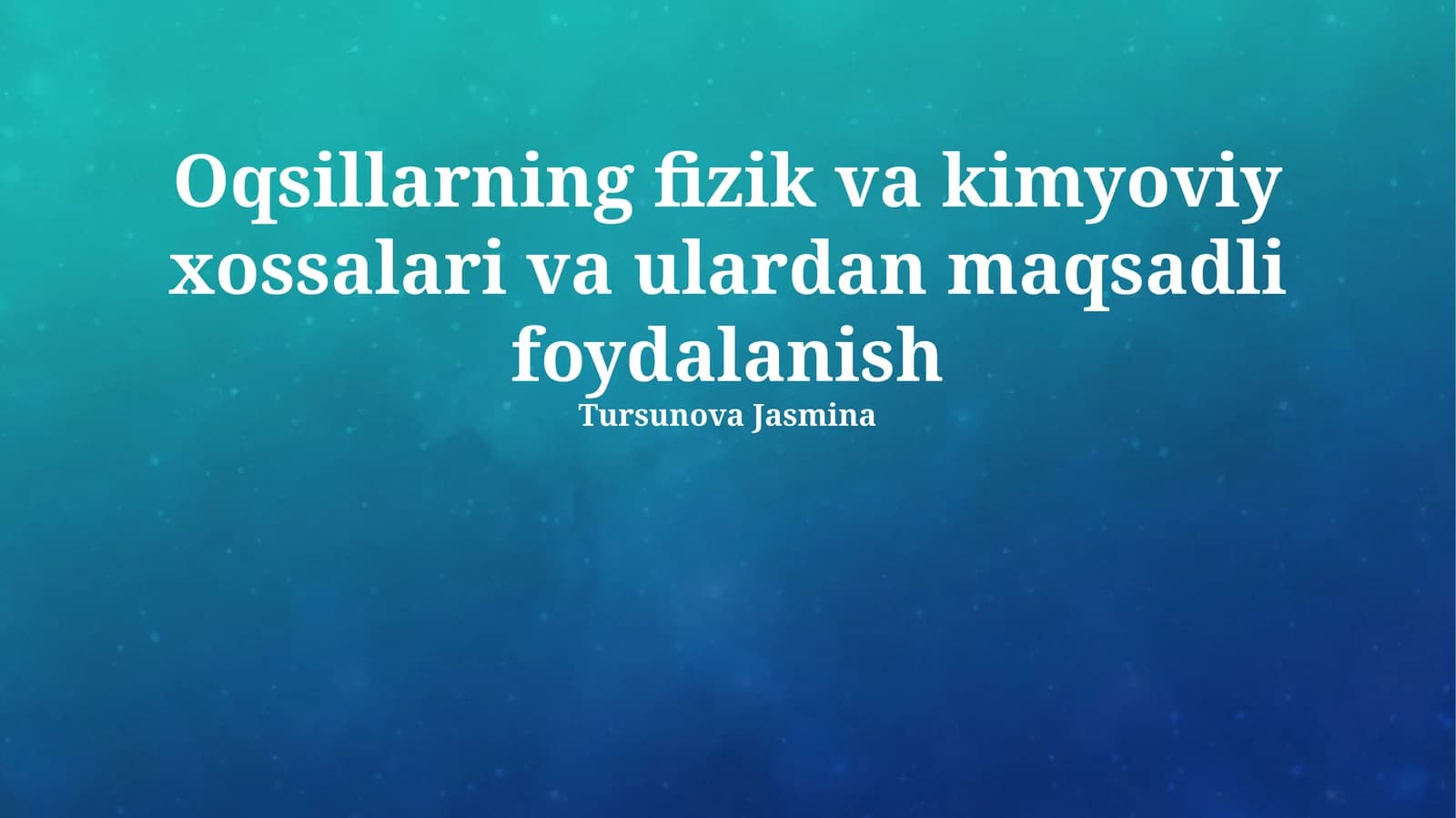 Oqsillarning fizik va kimyoviy xossalari va ulardan maqsadli foydalanish