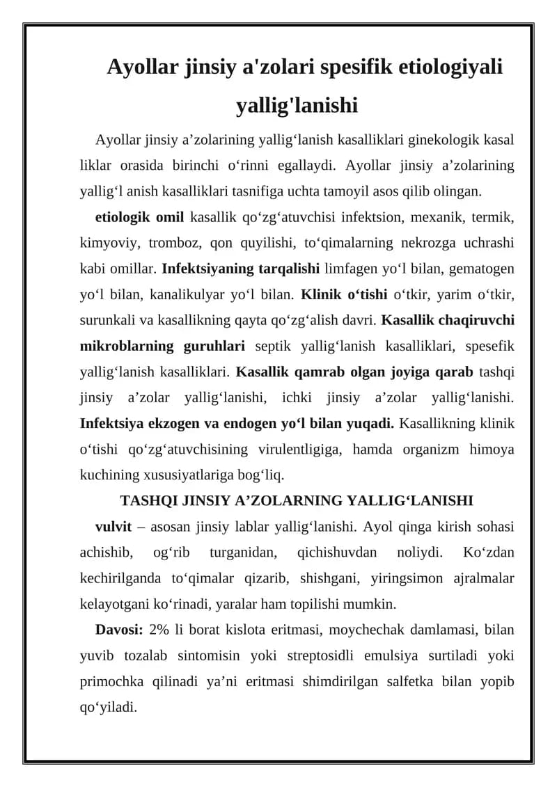 Vulvitni davolash usullari