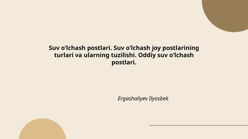 Suv o‘lchash postlari