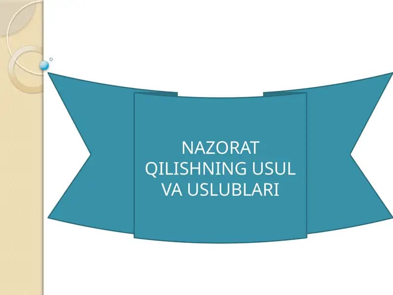 Nazorat qilishning usul va uslublari