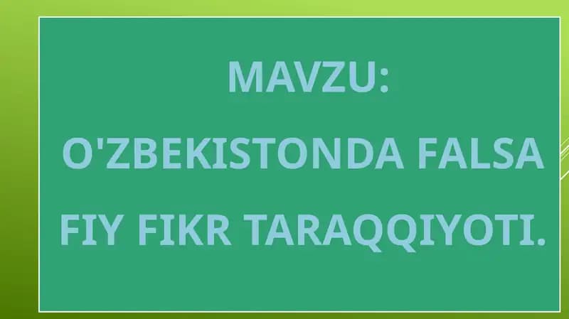 O'zbekistonda falsafiy fikr taraqqiyoti