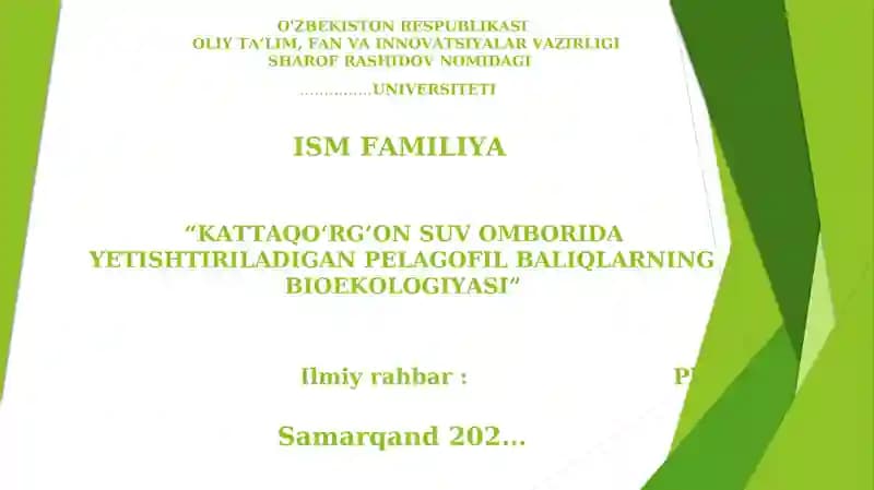 KATTAQO‘RG‘ON SUV OMBORIDA YETISHTIRILADIGAN PELAGOFIL BALIQLARNING BIOEKOLOGIYASI