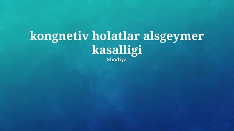 Alzheymer kasalligining kognitiv buzilishlar