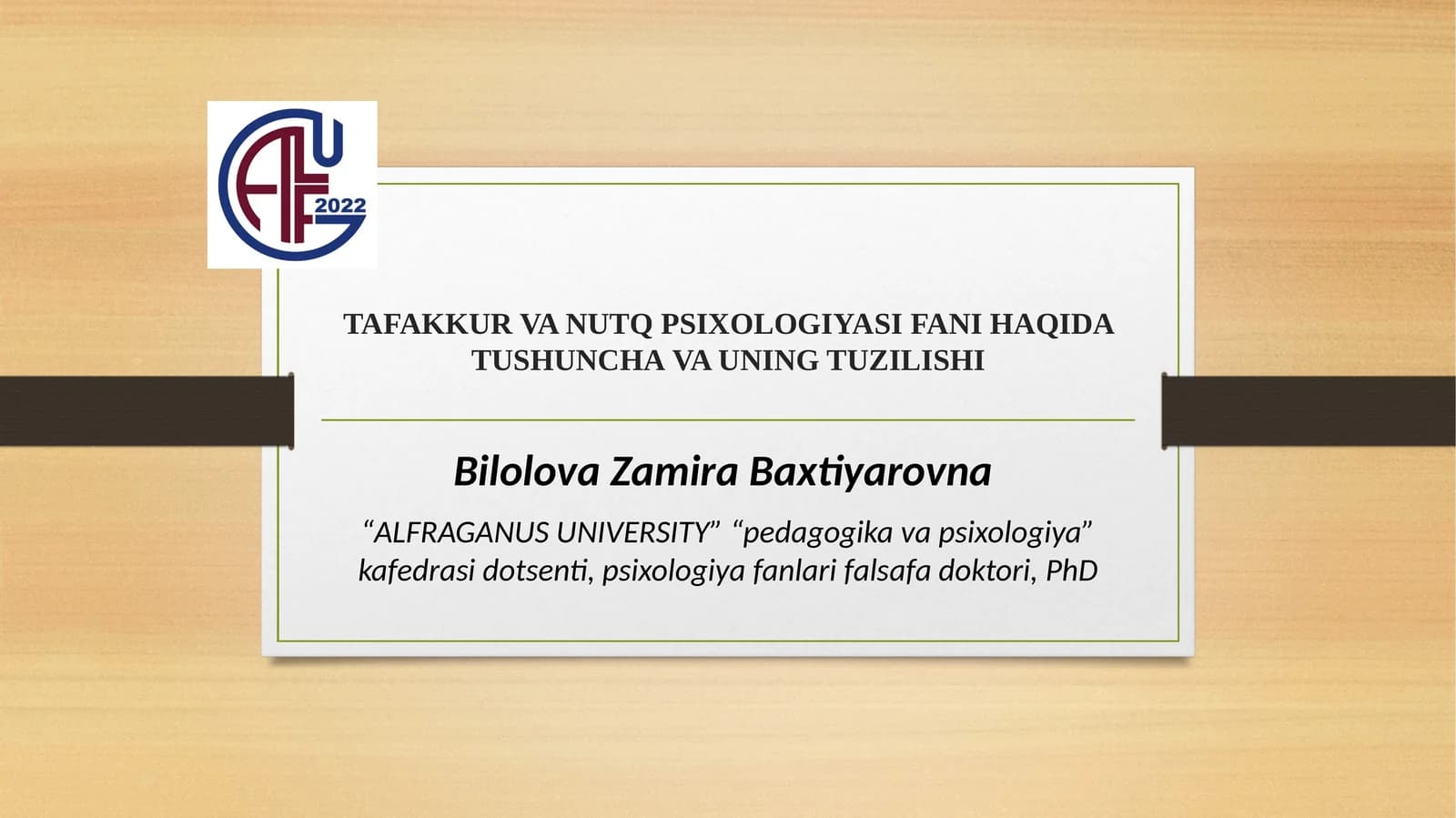 TAFAKKUR VA NUTQ PSIXOLOGIYASI FANI HAQIDA TUSHUNCHA VA UNING TUZILISHI