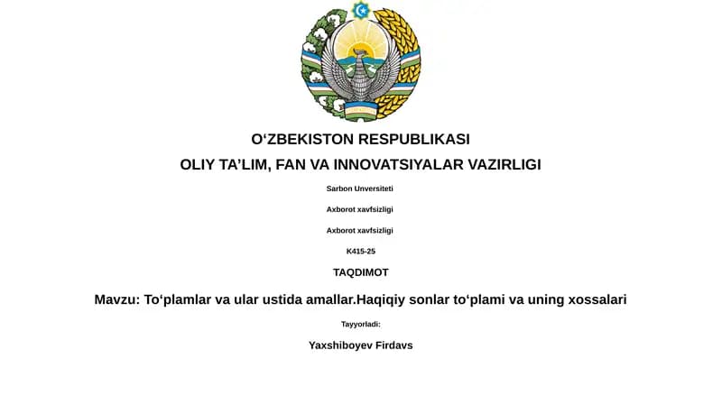 Toʻplamlar va ular ustida amallar