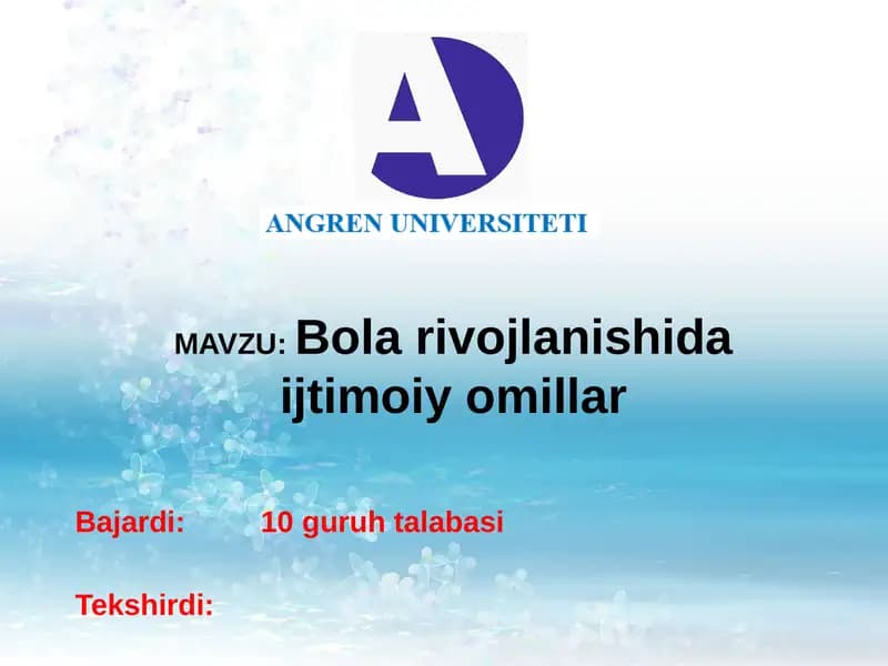 Bolarivojlanishidaijtimoiyomillar