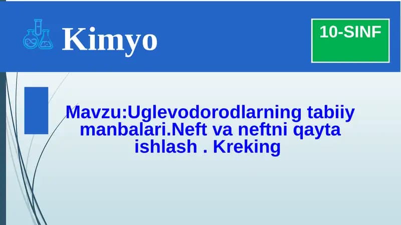 Uglevodorodlarning tabiiy manbalari