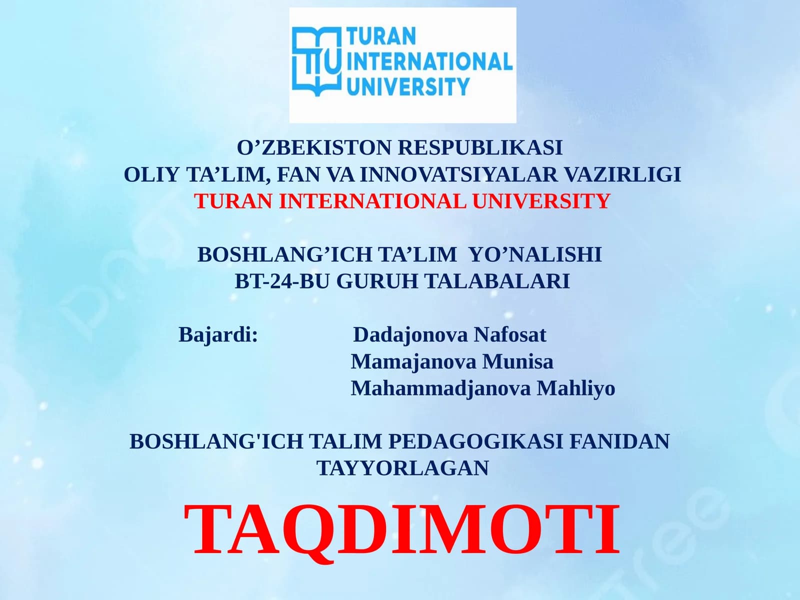 Milliy qadriyatlarning boshlang'ich taʼlimdagi  o'rni