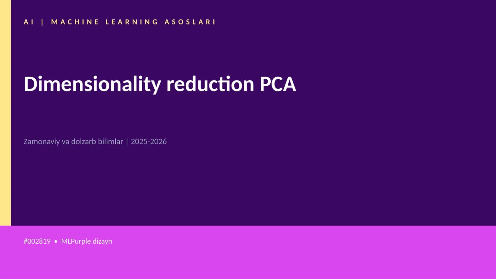 AI | MACHINE LEARNING ASOSLARI