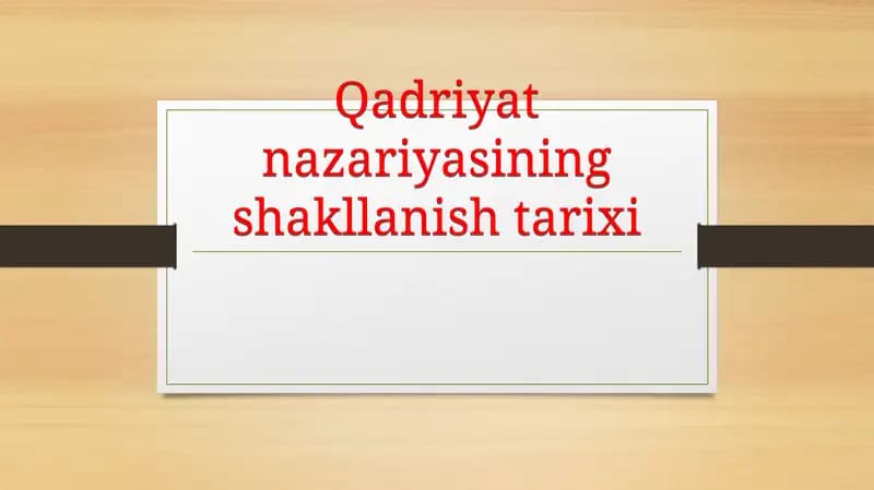 Qadriyat nazariyasining shakllanish tarixi