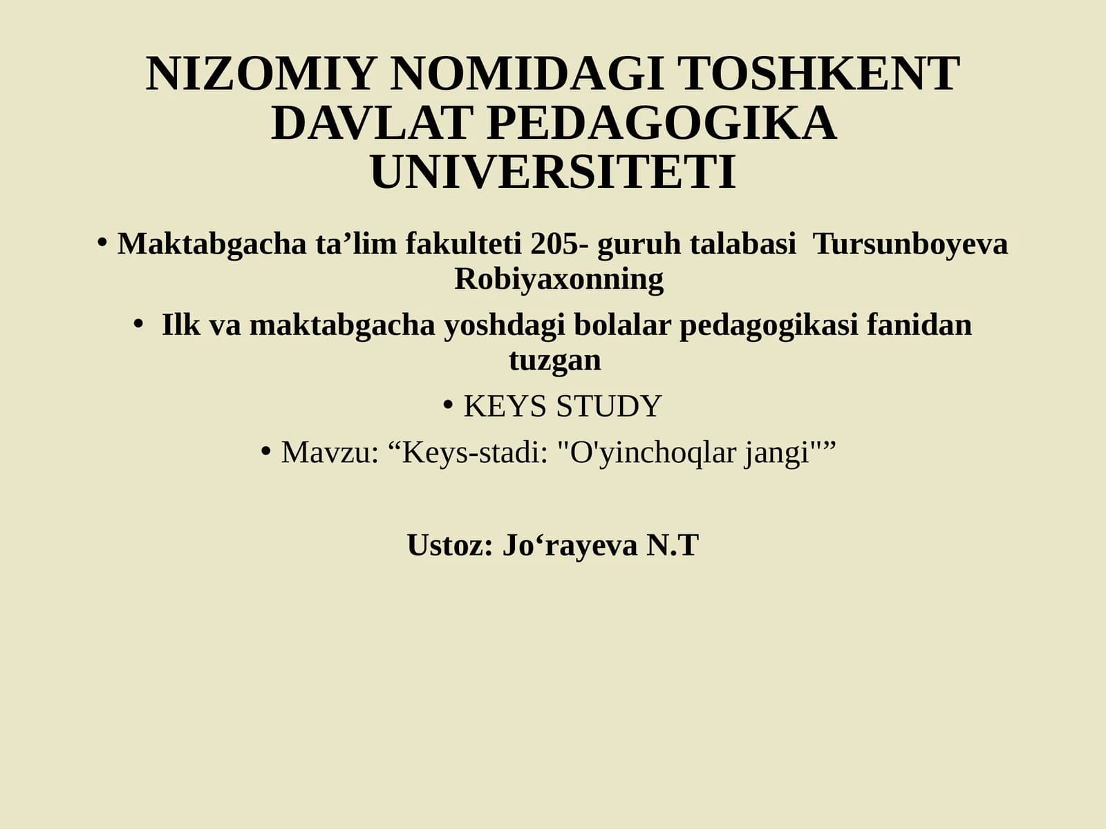 KEYS-STADI: "O'YINCHOQLAR JANGI"