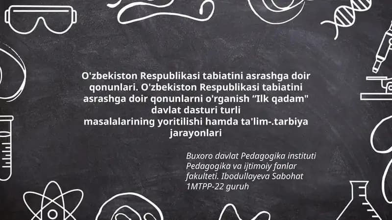 O'zbekiston Respublikasi tabiatini asrashga doir qonunlari