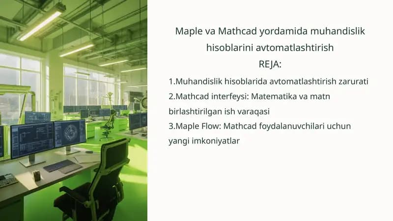 Mathcad va Maple yordamida muhandislik hisoblarini avtomatlashtirish