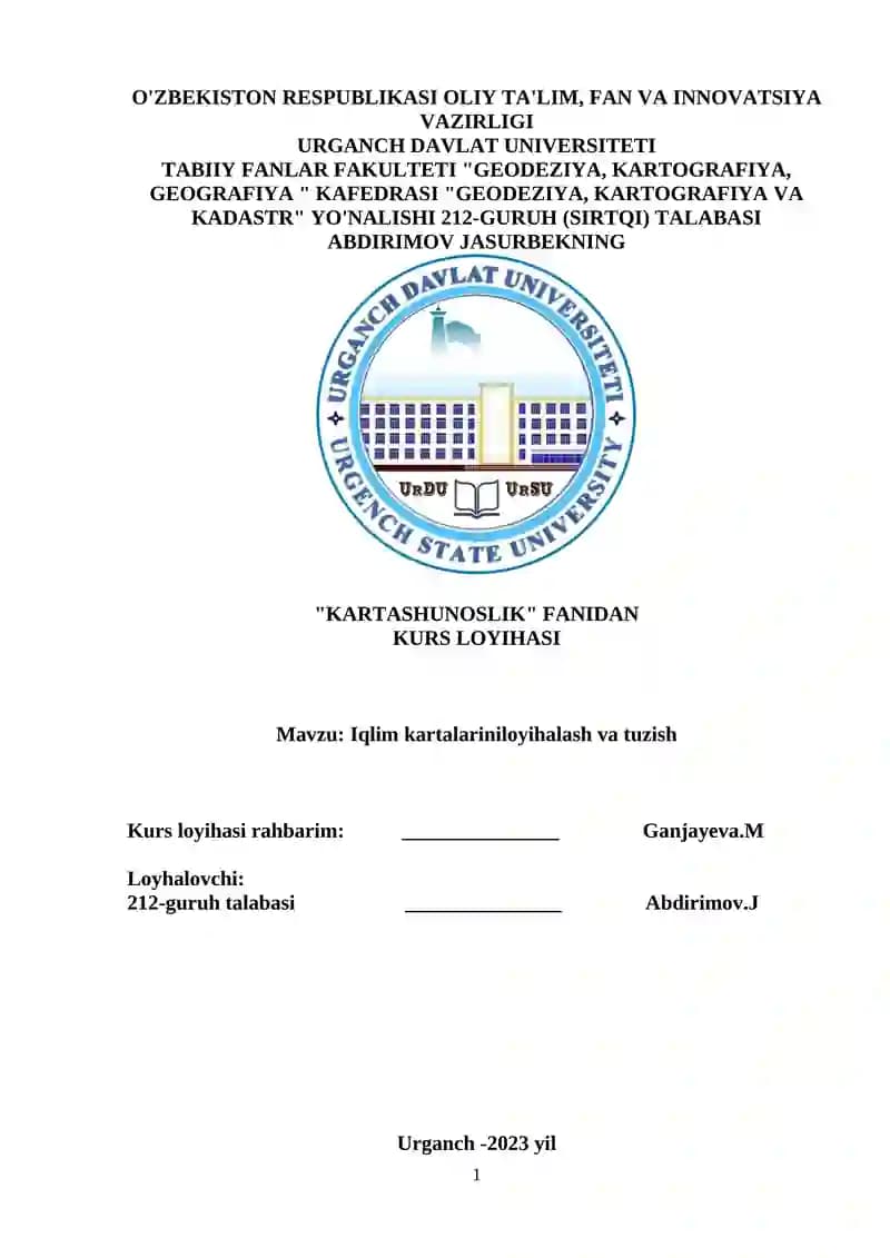 Iqlim kartalarini loyihalash va tuzish