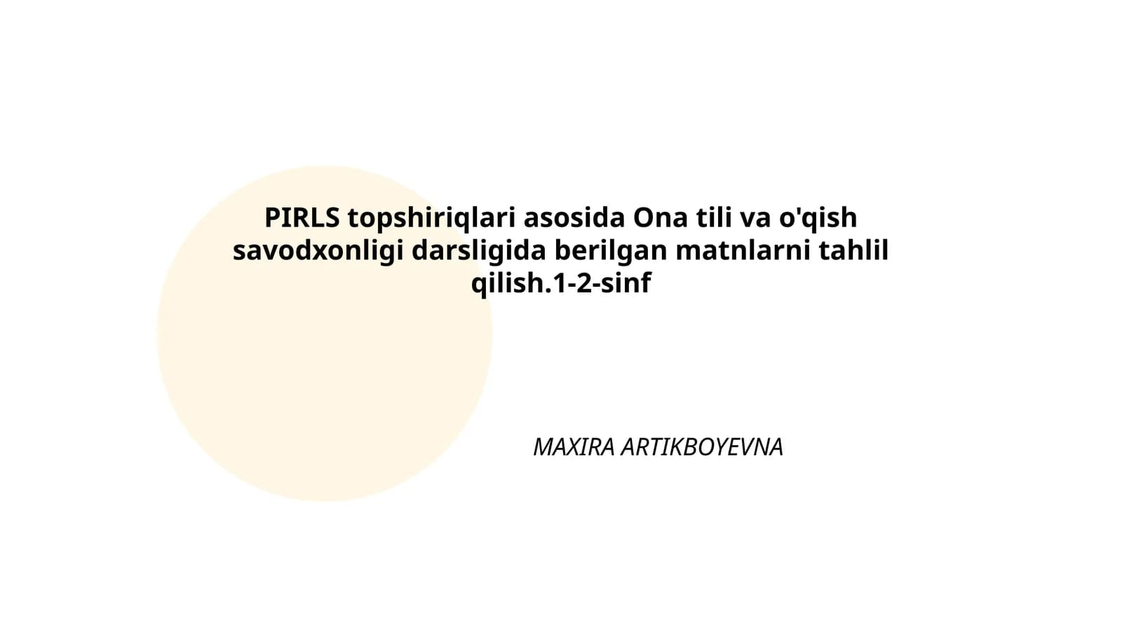 PIRLS topshiriqlari asosida Ona tili va o'qish savodxonligi darsligi