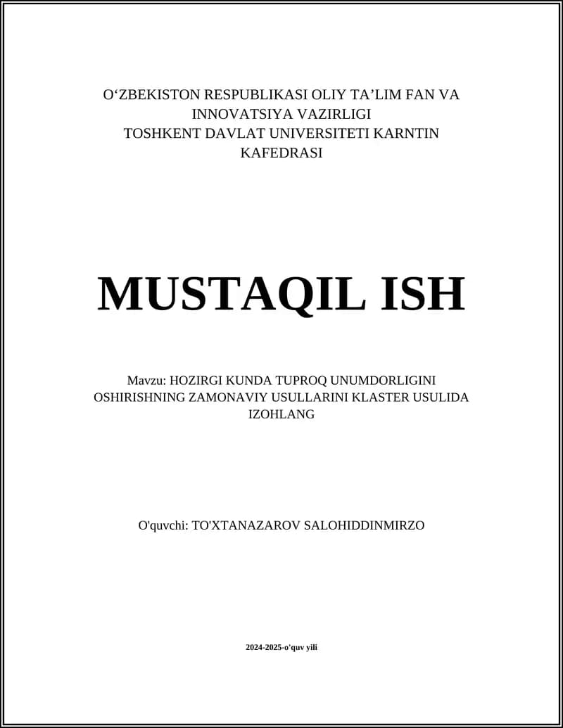 Organik o'g'itlar bilan tuproq unumdorligini oshirish