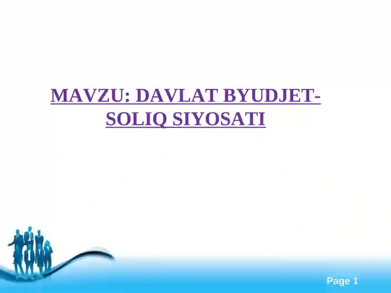 Davlatbyudjet-soliq siyosati