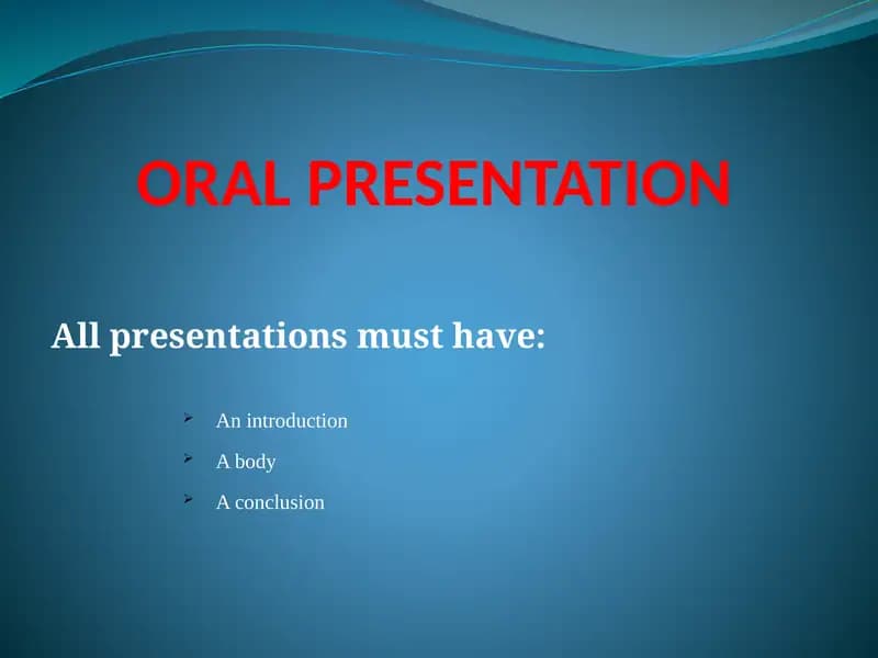 ORAL PRESENTATION
