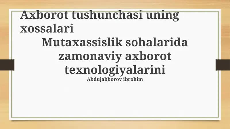 Ta'limda axborot texnologiyalari
