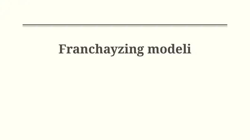Franchayzing modeli