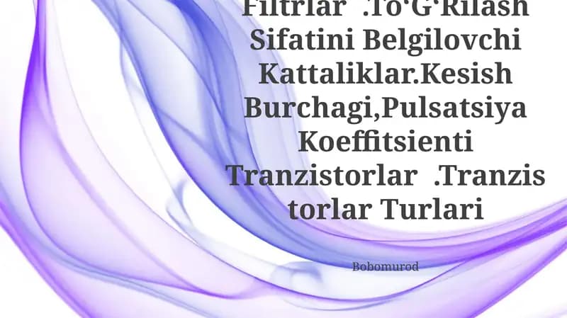 To'G'rilash Simlarida Tekislovchi Filtrlar