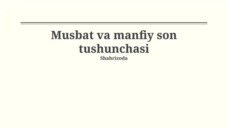 Musbat va manfiy son tushunchasi