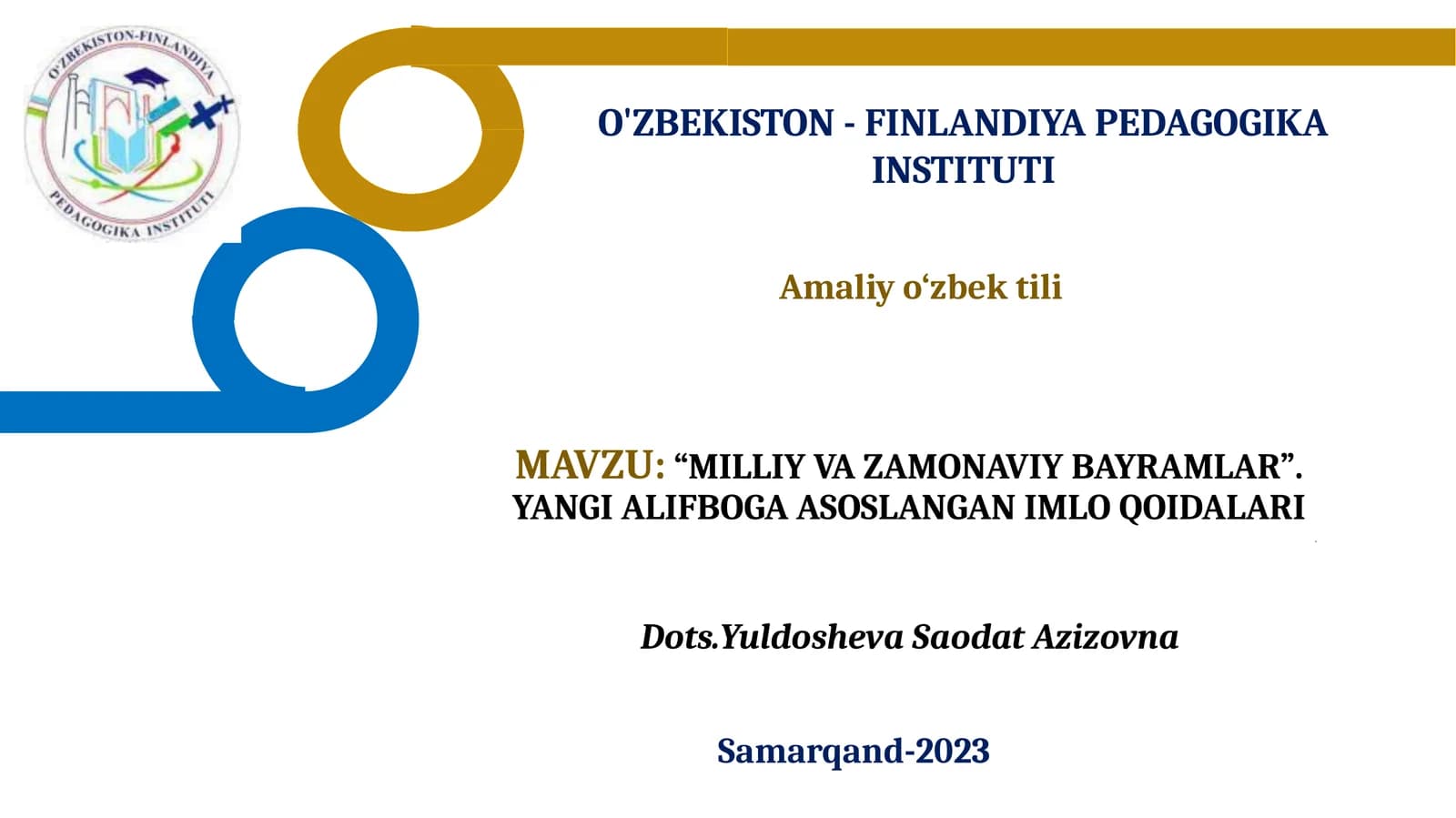 MILLIY VA ZAMONAVIY BAYRAMLAR