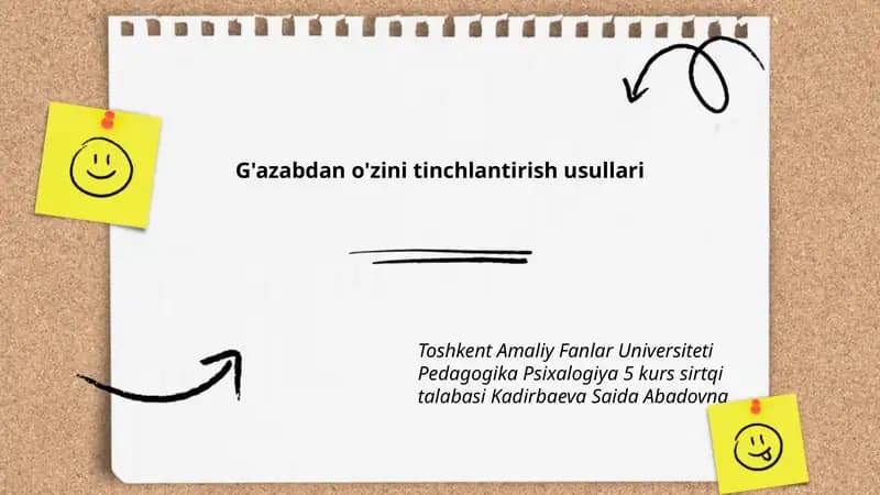 G'azabdan o'zini tinchlantirish usullari