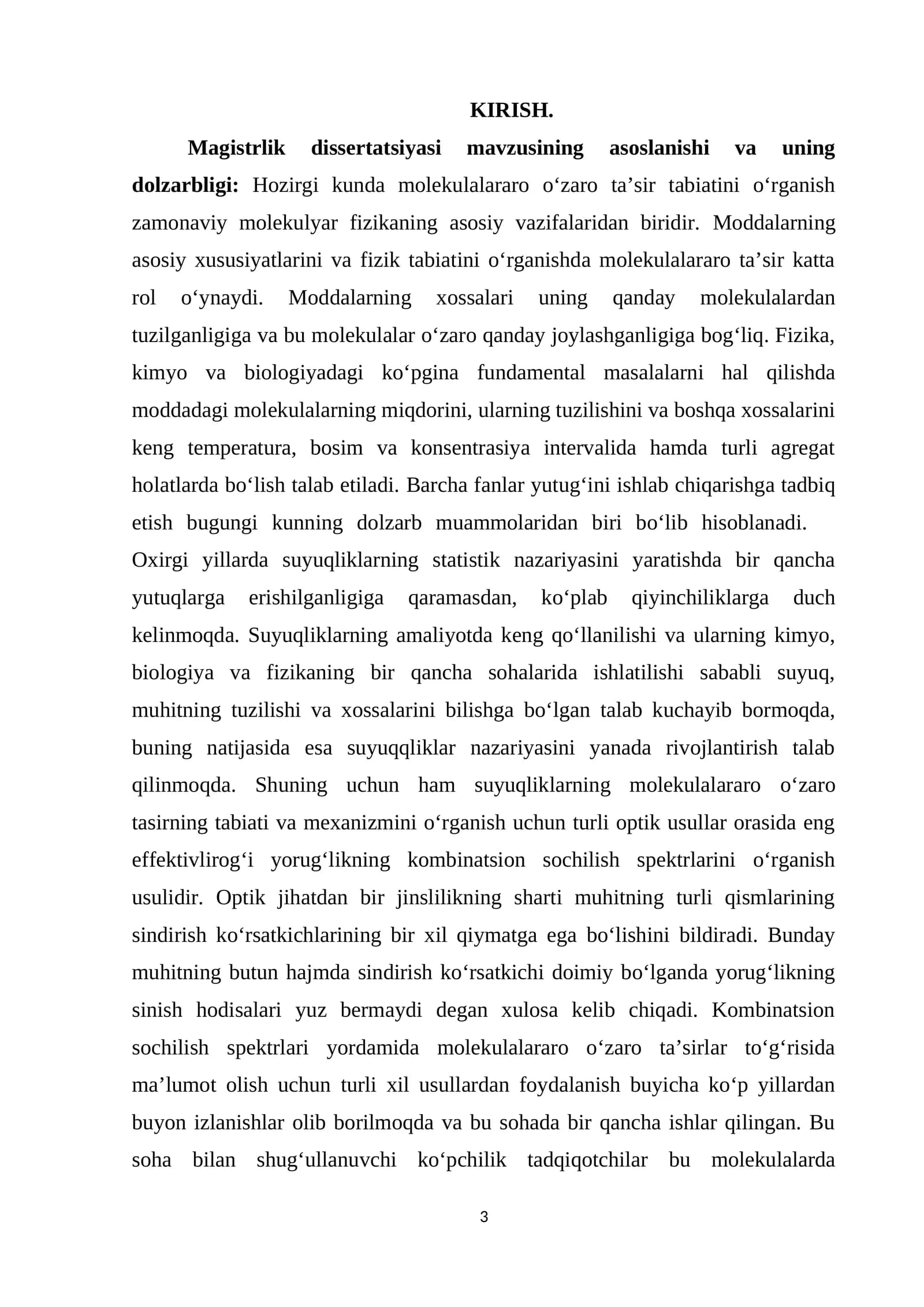 Molekulalararo O‘zaro Ta’sir Tabiatini O‘rganish