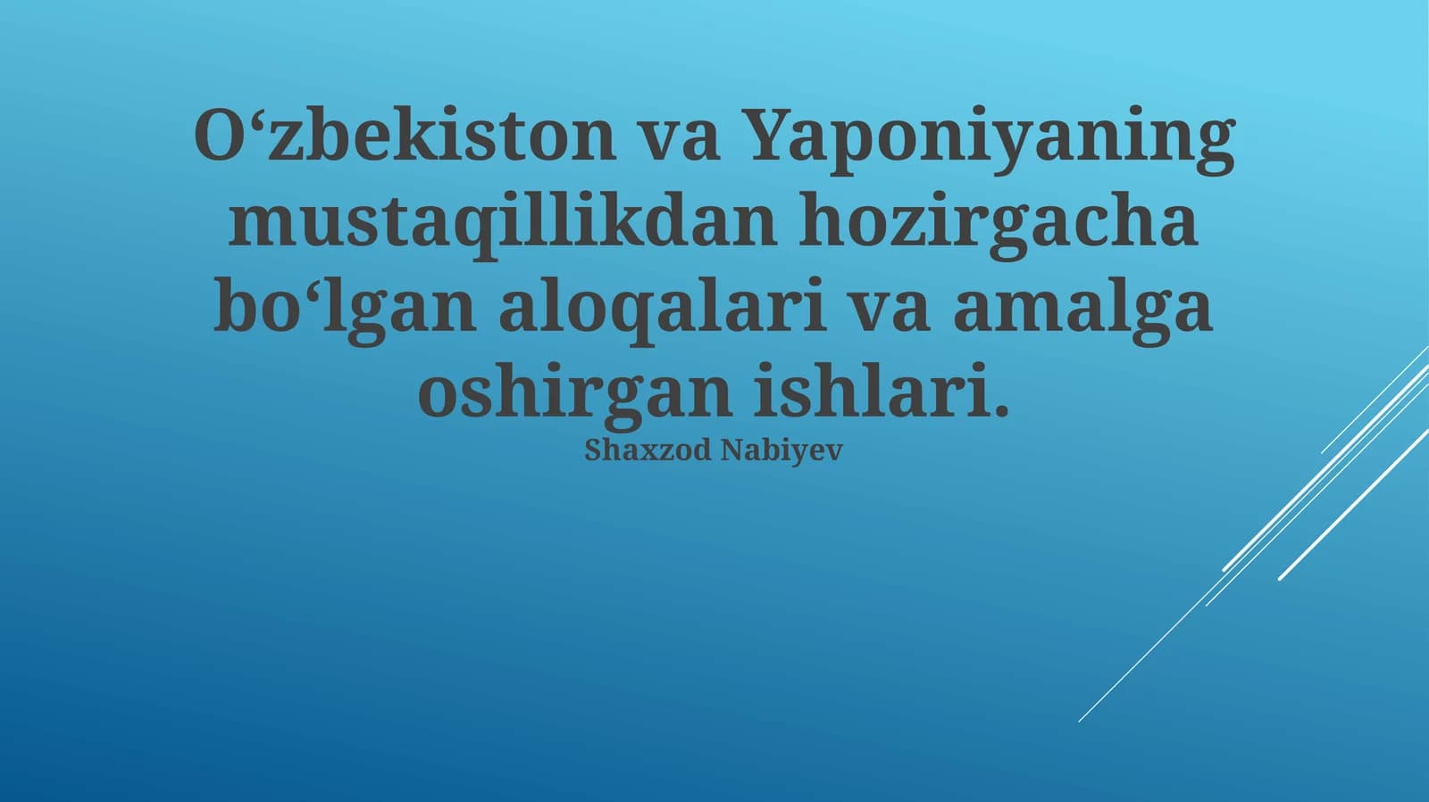 O'zbekiston va Yaponiya munosabatlari