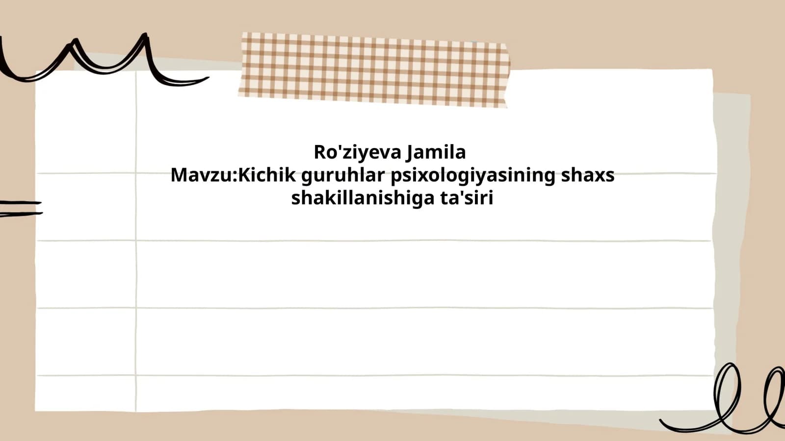 Kichik guruhlar psixologiyasining shaxs shakillanishiga ta'siri